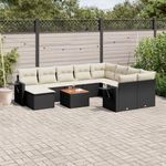 VIDAXL Salon de jardin 11 pcs avec coussins noir resine tressee