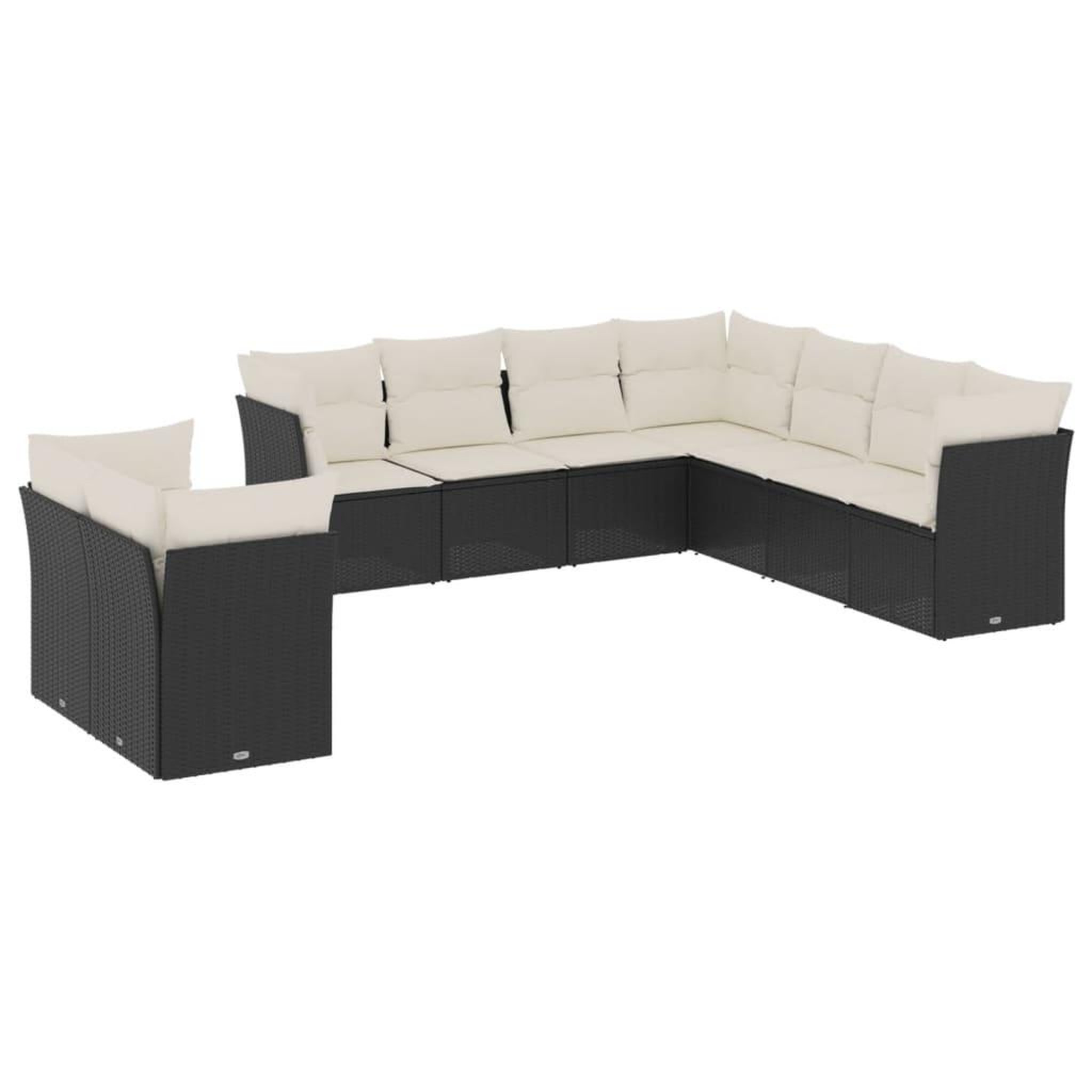 Voir la diapositive 2 : VIDAXL Salon de jardin 9 pcs avec coussins noir resine tressee
