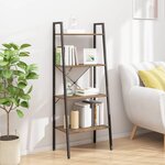 VIDAXL Etagere sur pied 4 niveaux Marron fonce et noir 56x35x140 cm