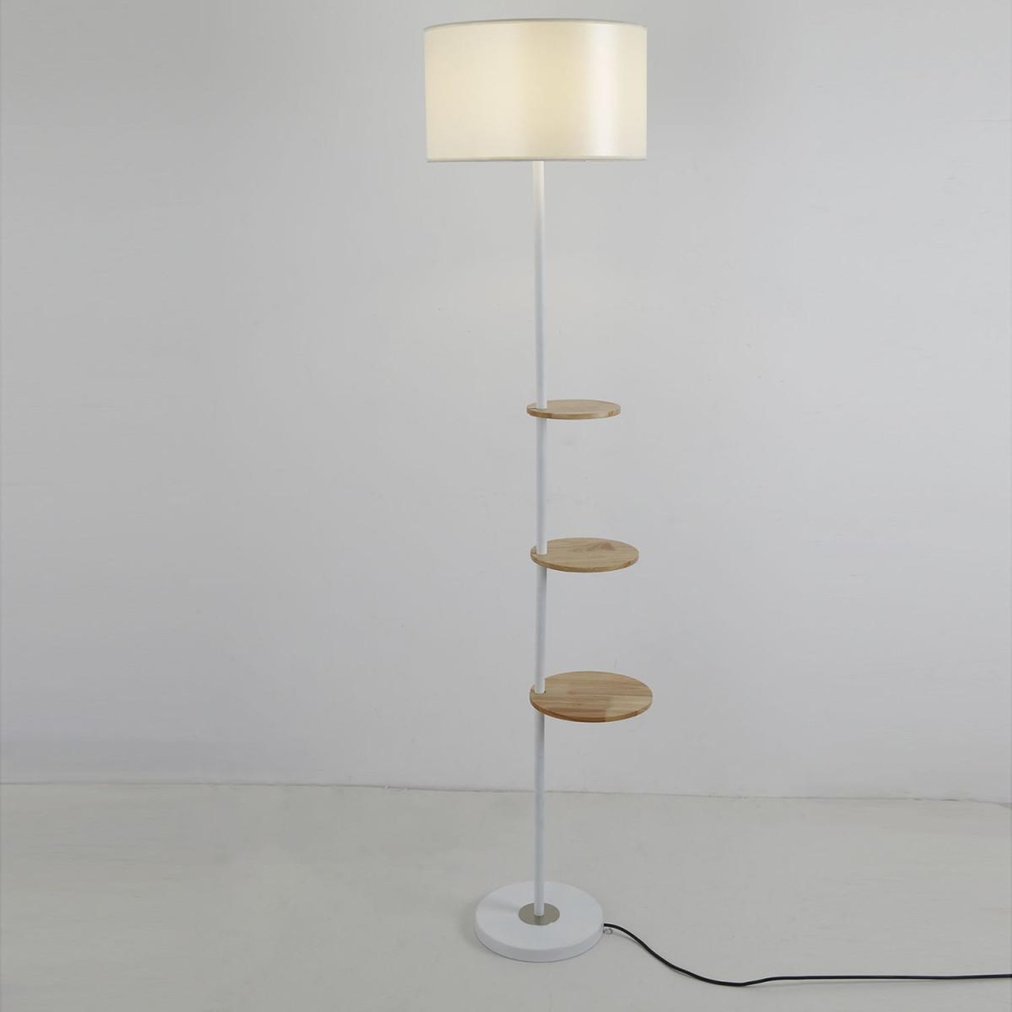 Voir la diapositive 2 : Paris Prix Lampadaire Design  Tablettes  168cm Blanc