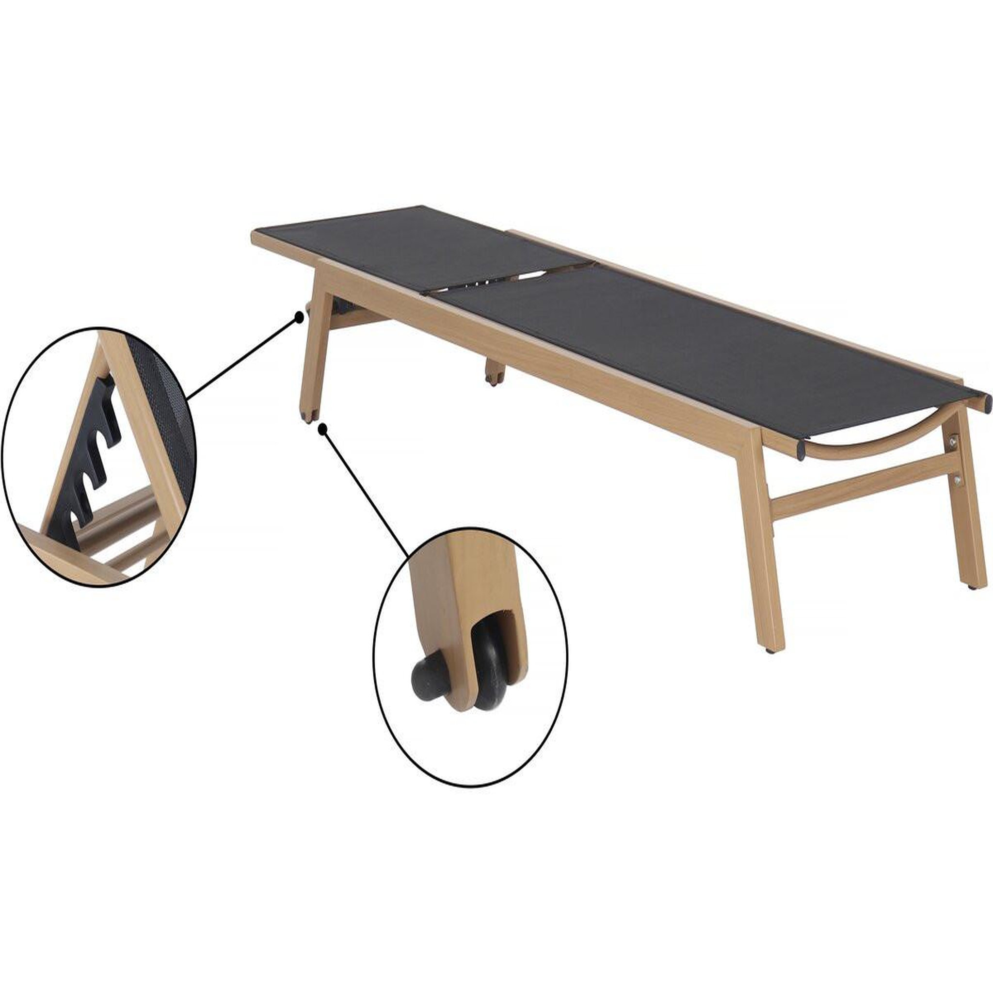 Voir la diapositive 3 : Habitat et Jardin Bain de soleil en aluminium imitation bois   elysia  - noir