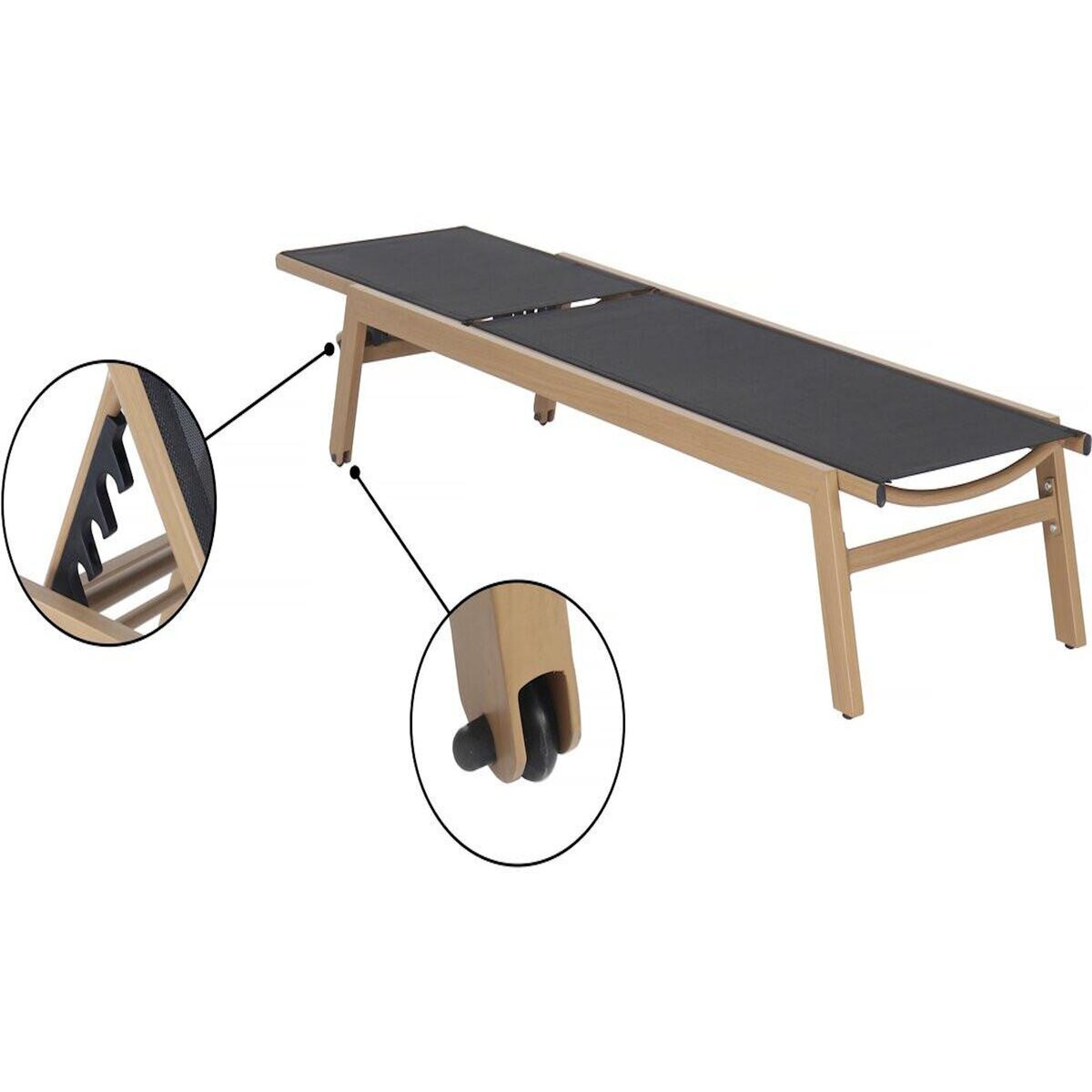 Habitat et Jardin Bain de soleil en aluminium imitation bois   Elysia  - Noir