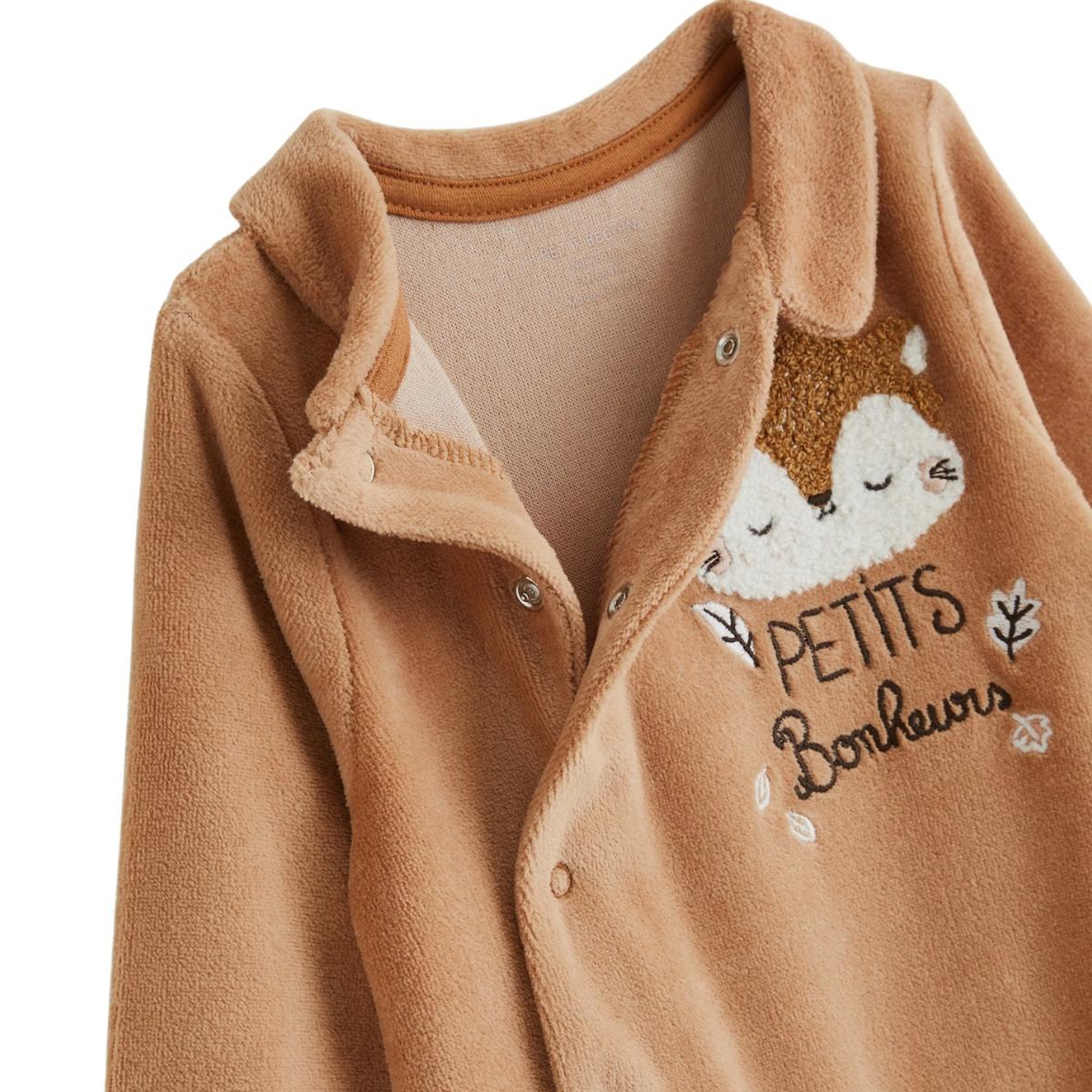 Voir la diapositive 3 : PETIT BEGUIN Pyjama bébé en velours côtelé caramel