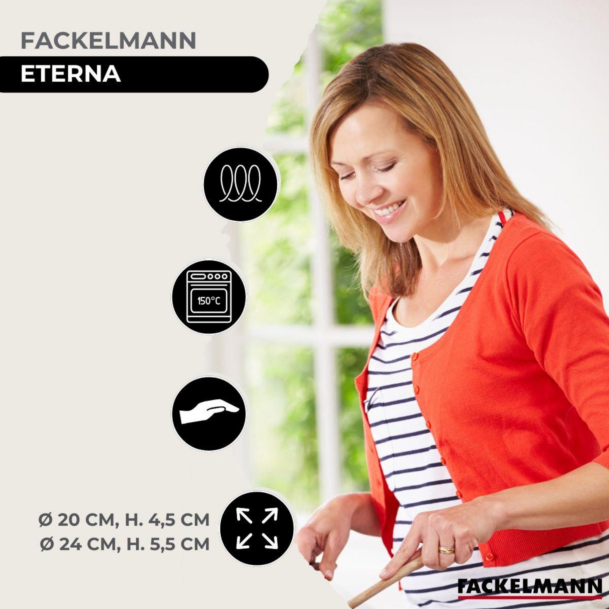 Fackelmann 9440250 Set Poêles 20 Et 24 Cm En Inox 18/8, Couvercle