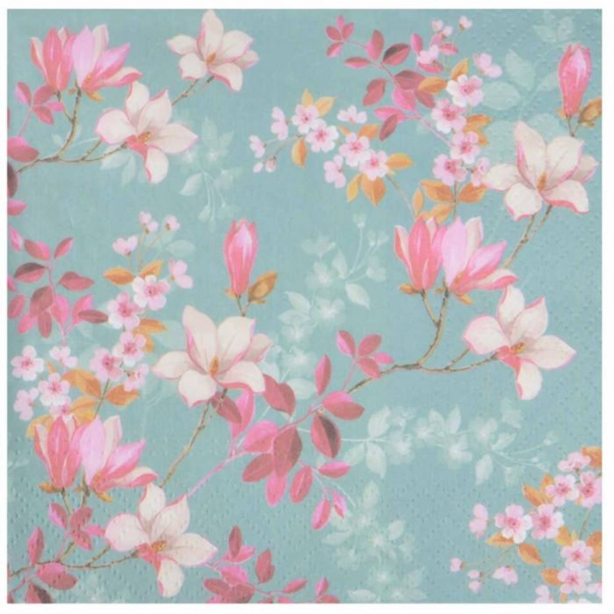 Paris Prix Lot de 20 Serviettes en Papier  Magnolias  33x33cm Bleu
