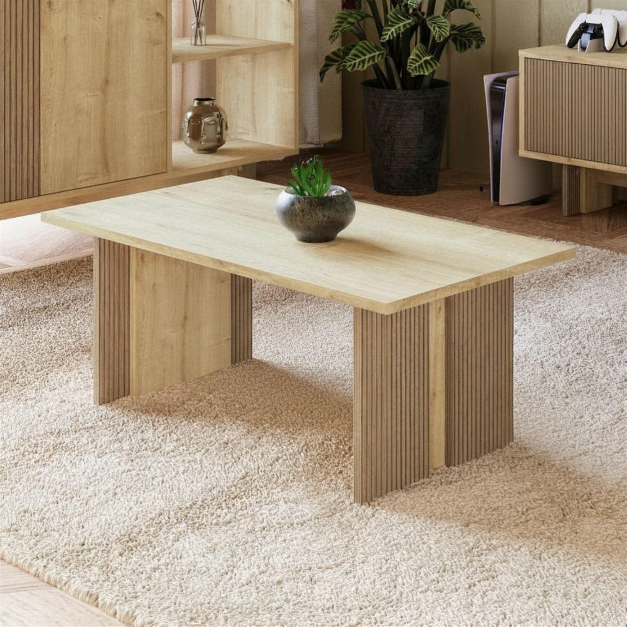 Voir la diapositive 2 : Habitat et Jardin Table basse en bois  ravello  - 90 x 50 x 40 cm - beige