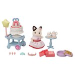 Sylvanian families Sylvanian La fille chat bicolore et son gouter d'anniversaire 