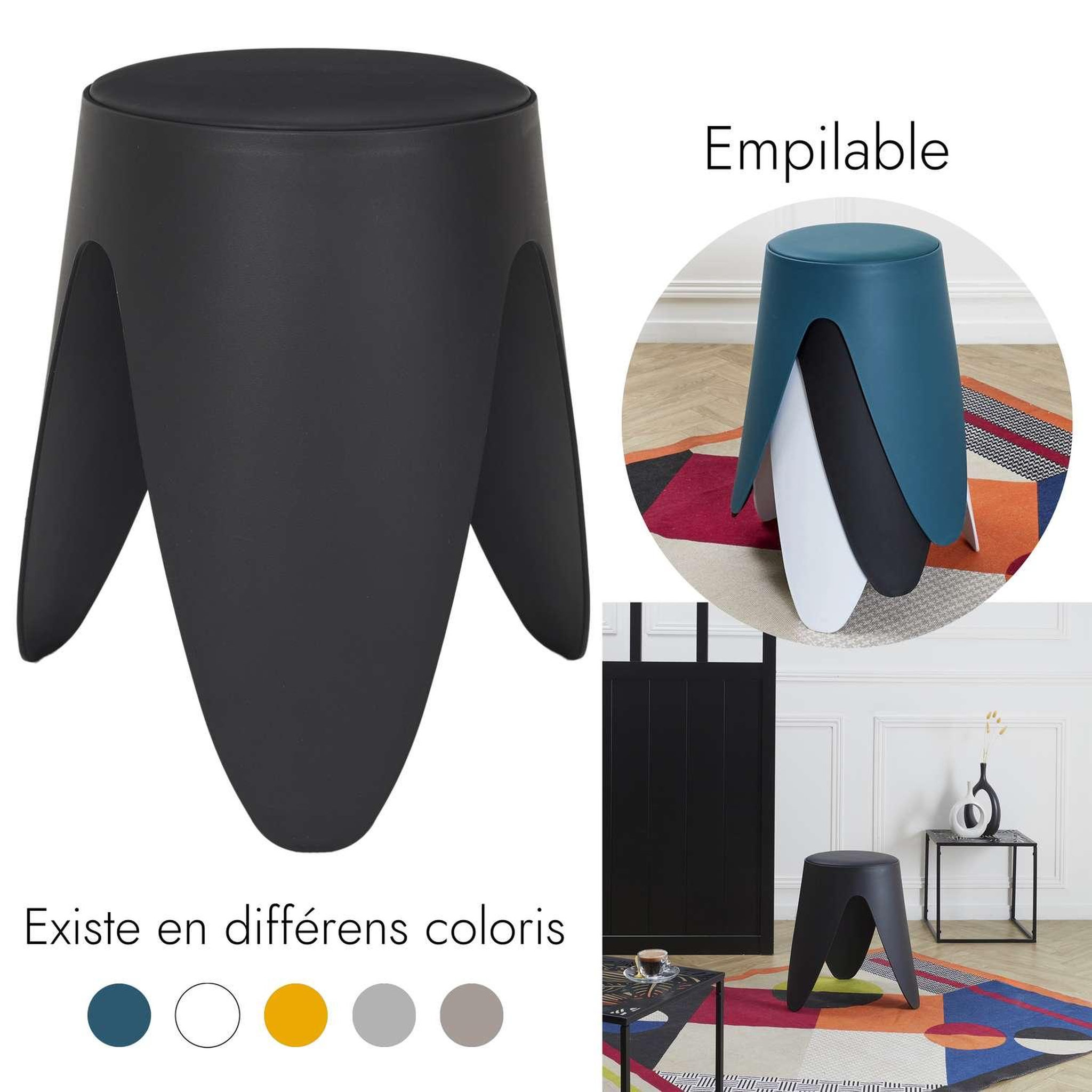Voir la diapositive 6 : The Home Deco Factory Tabouret d'appoint empilable emma - noir