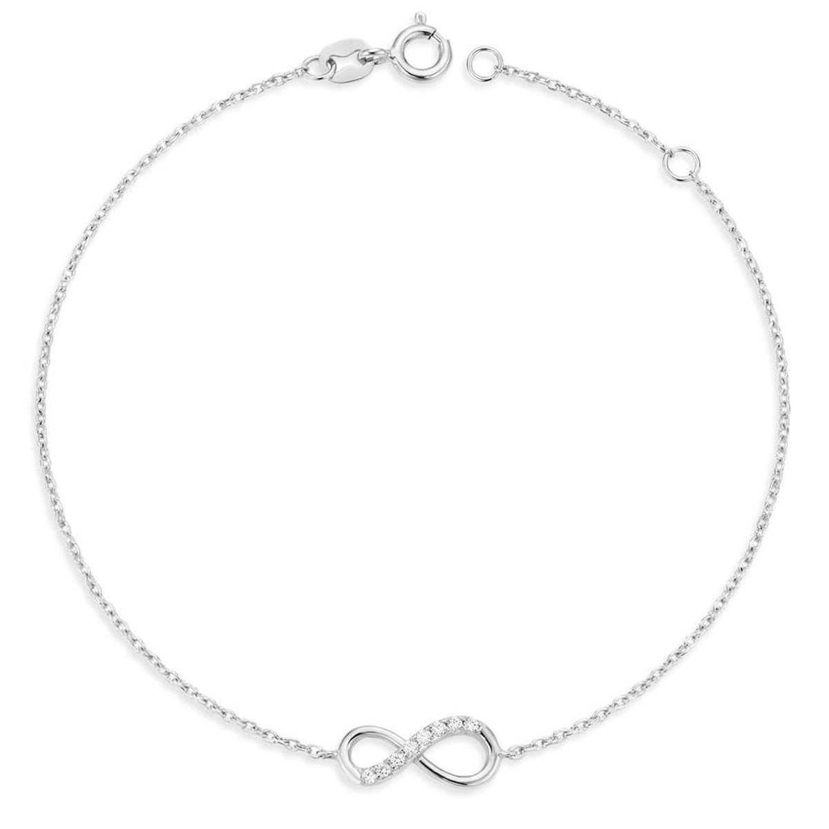 L'ATELIER D'AZUR Bracelet Or Blanc - Motif Infini Infinity Pavé de Zirconiums - Femme
