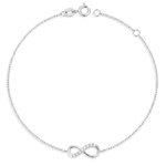 L'ATELIER D'AZUR Bracelet Or Blanc - Motif Infini Infinity Pavé de Zirconiums - Femme