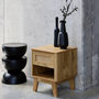 Voir la diapositive 3 : SWEEEK Table de chevet avec 1 tiroir et 1 niche effet bois et cannage. pieds eucalyptus