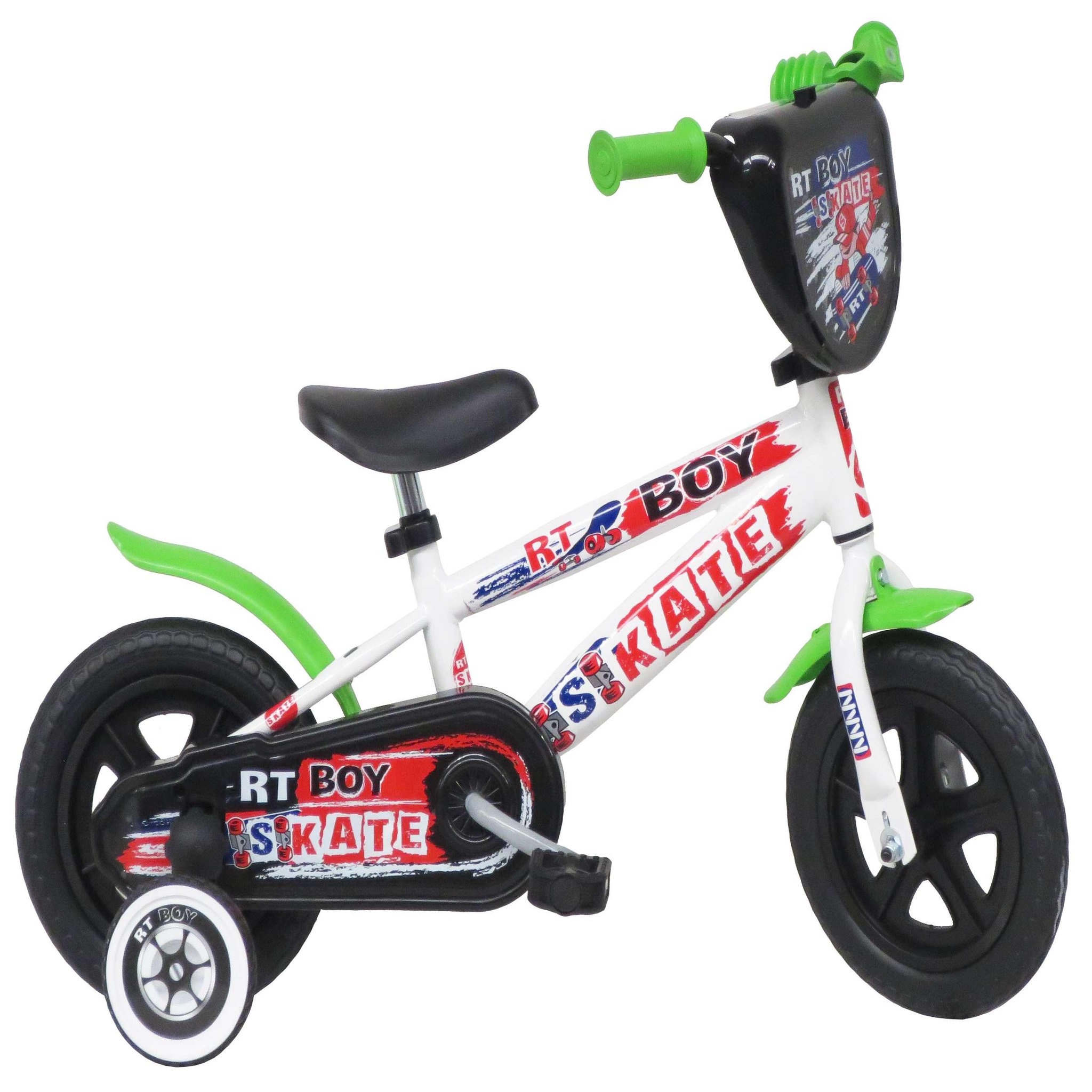 Vélo enfant - Modèle 10'' Skate pour enfant de 75/90 cm avec stabilisateurs - Plaque décorative avant et roues bâtons