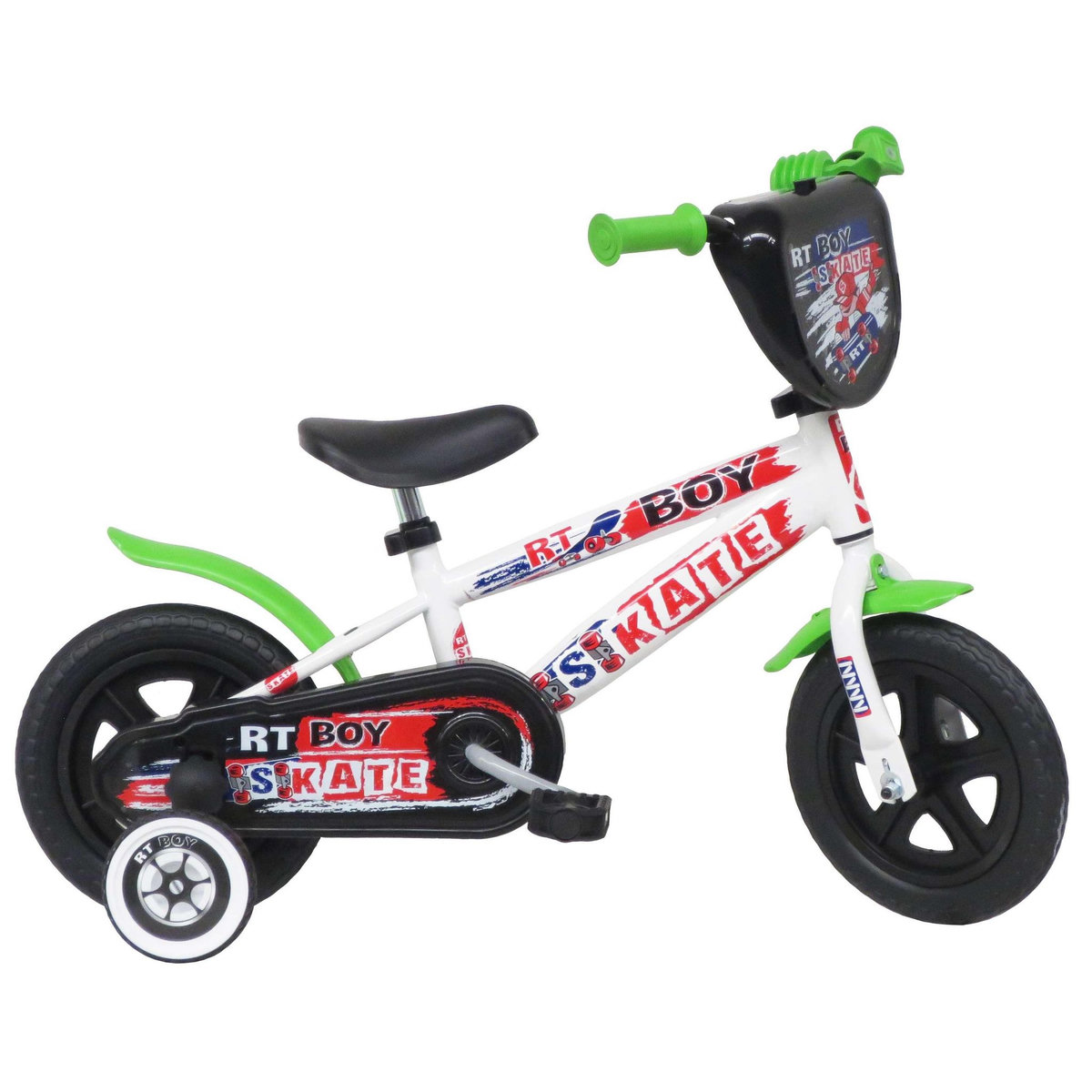 Vélo enfant - Modèle 10'' Skate pour enfant de 75/90 cm avec stabilisateurs - Plaque décorative avant et roues bâtons
