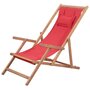Voir la diapositive 1 : VIDAXL Chaise pliable de plage Tissu et cadre en bois Rouge