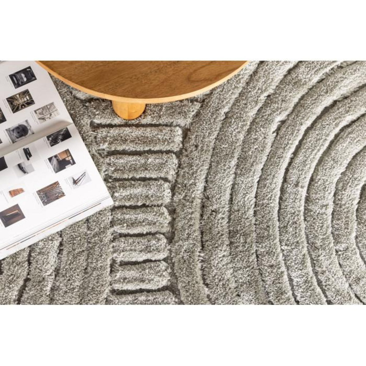 Paris Prix Tapis Déco Texturé Rond  Niklas  200cm Grège