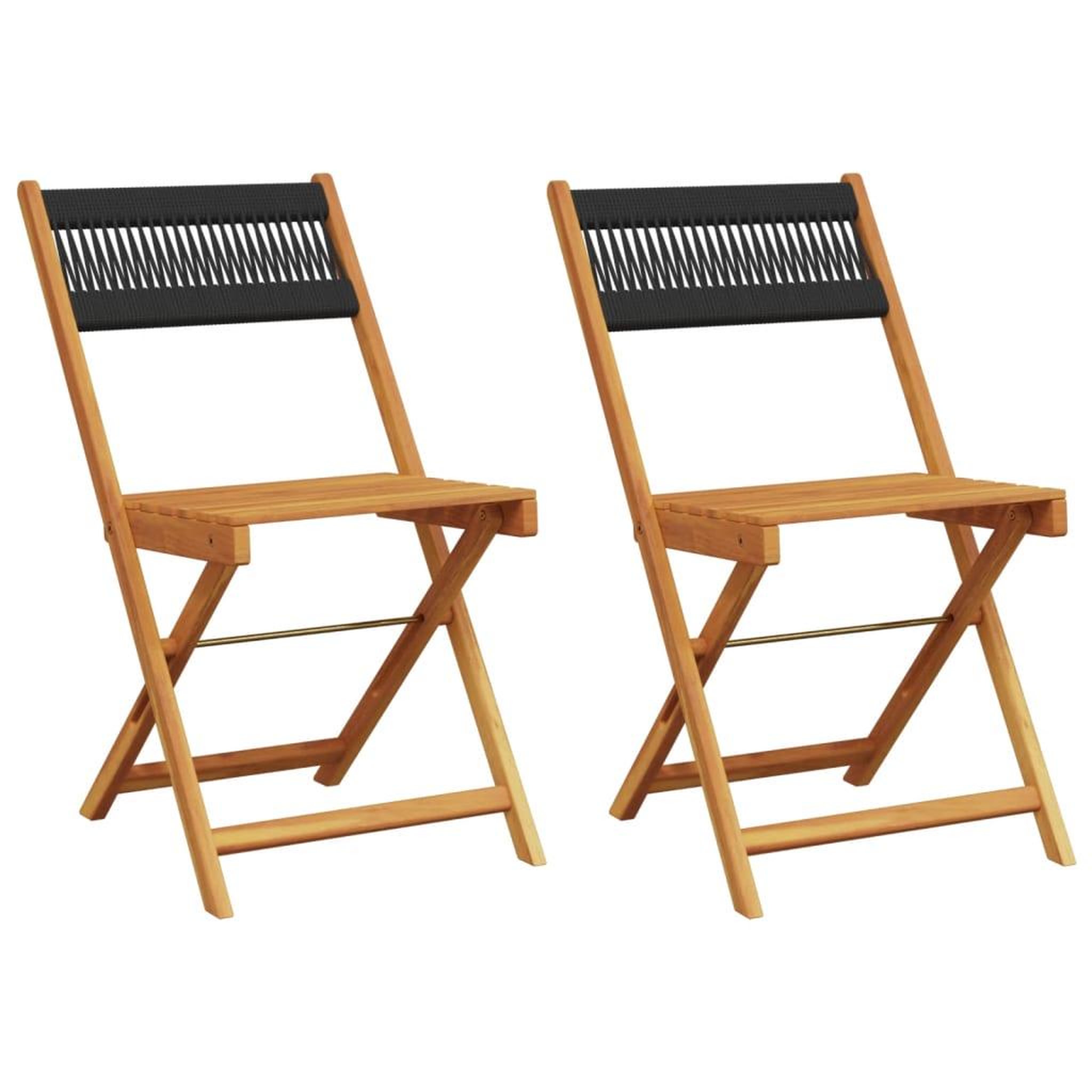 Voir la diapositive 2 : VIDAXL Chaises de bistrot lot de 2 noir bois d'acacia et corde