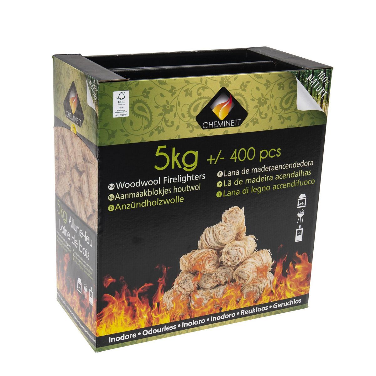 PYROFEU Allume feu laine de bois 100% végétale 5kg