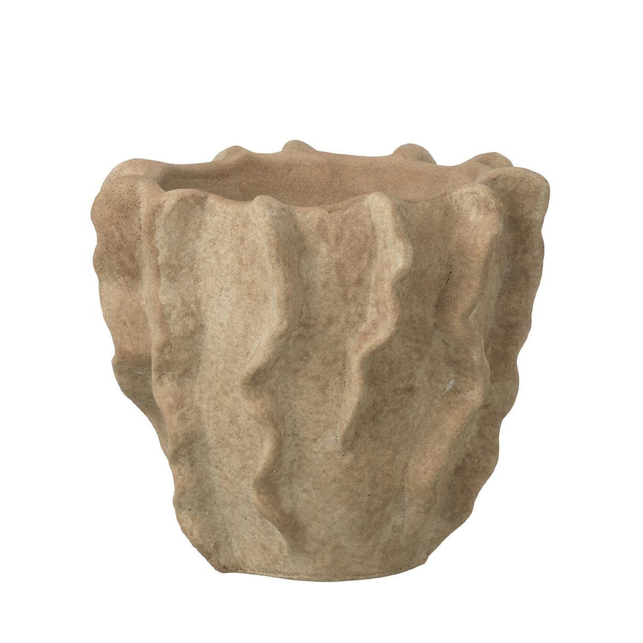 J-LINE Cache-pot déco en ciment  roca  22cm beige