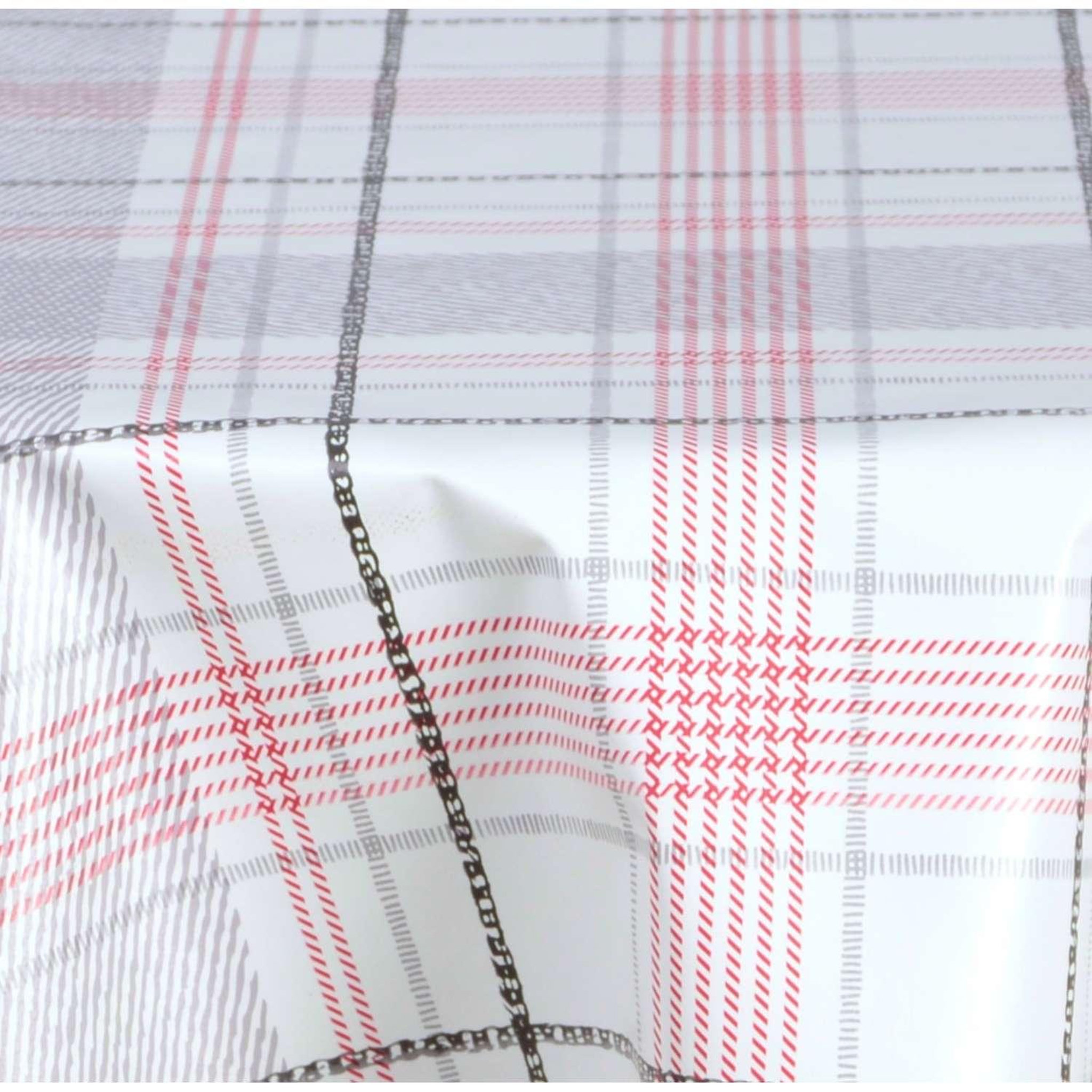 Voir la diapositive 3 : HABITABLE Nappe en toile cirée ronde carreau - diam. 135 cm - rouge