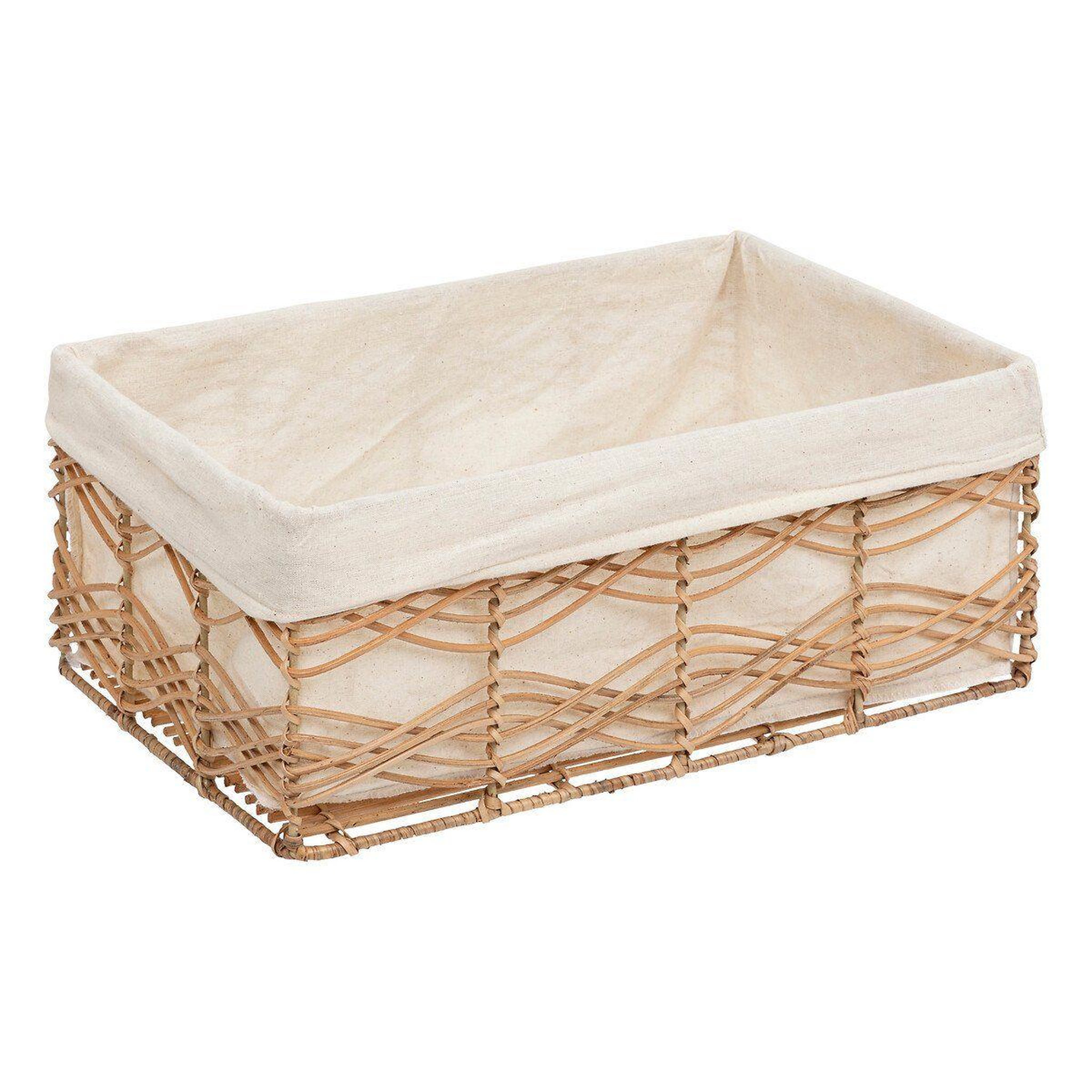 Voir la diapositive 4 : ATMOSPHERA Lot de 4 cagettes en rotin  rosy  48cm naturel