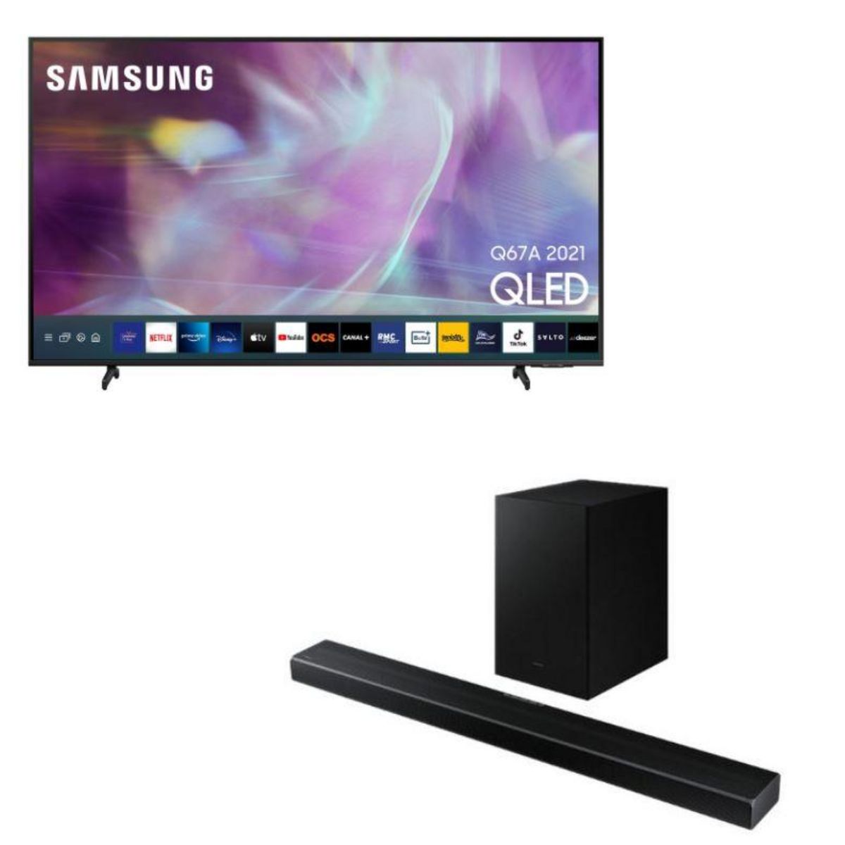 SAMSUNG Pack TV QLED 4K SAMSUNG QE65Q67 UHD 163 cm Smart TV & Barre de son 3.1.2 SAMSUNG HW-Q600 Bluetooth