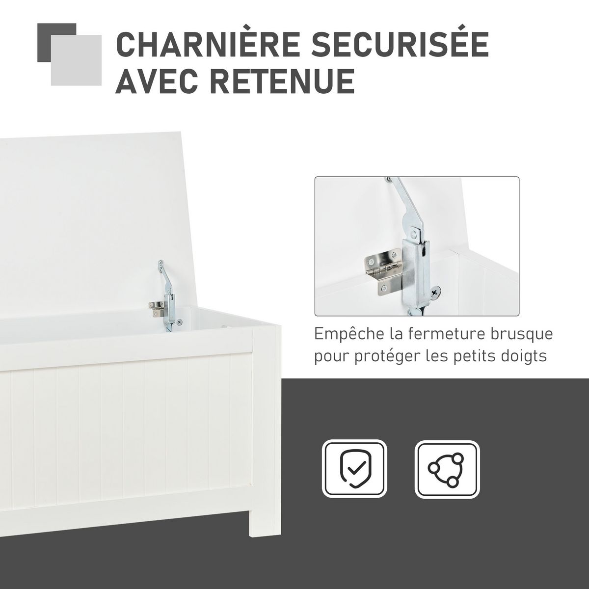 HOMCOM HOMCOM Coffre malle de rangement 81L x 40l x 46H cm MDF blanc
