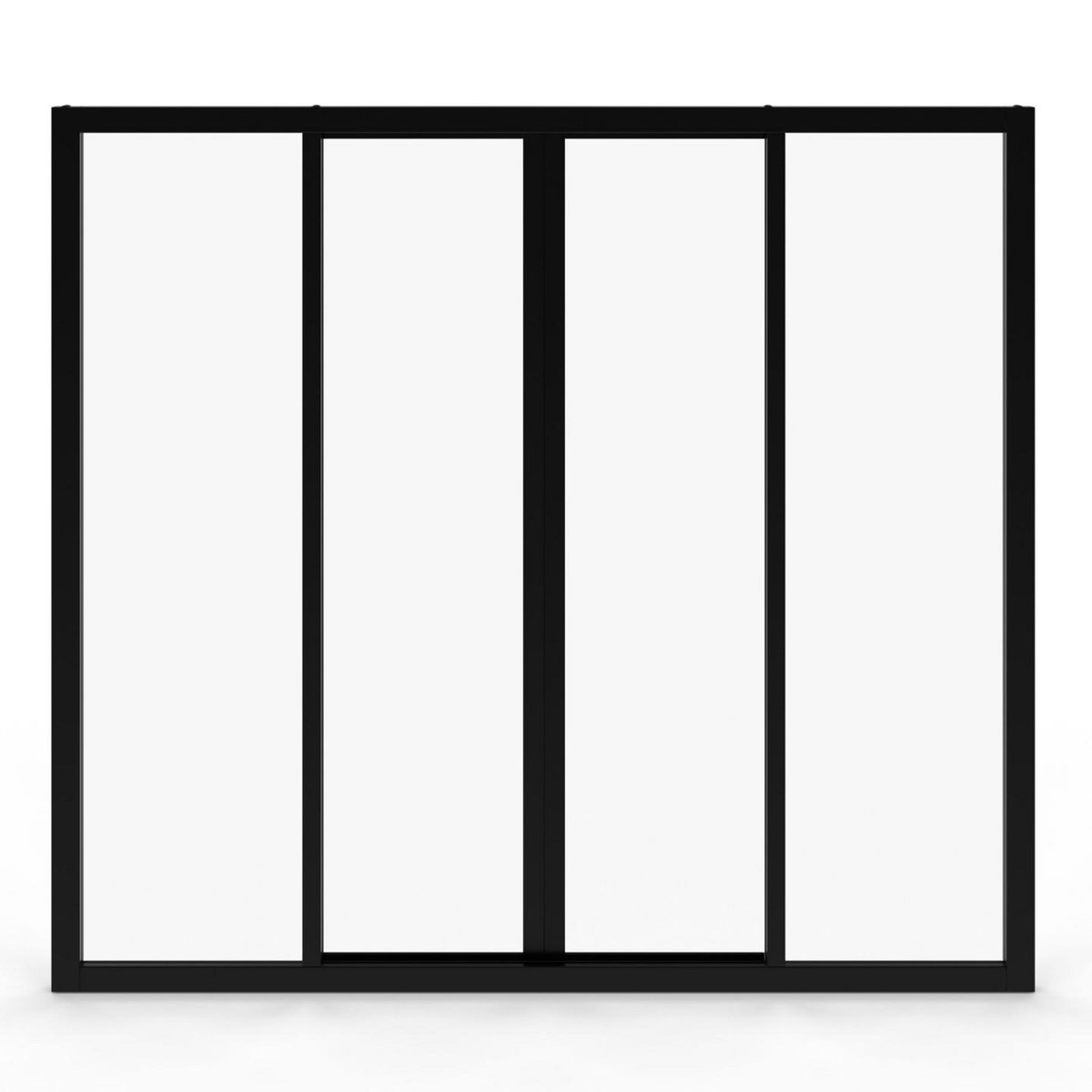 ID MARKET Verrière atelier coulissante 4 vitrages L. 120 x H.108 cm en métal noir et verre trempé