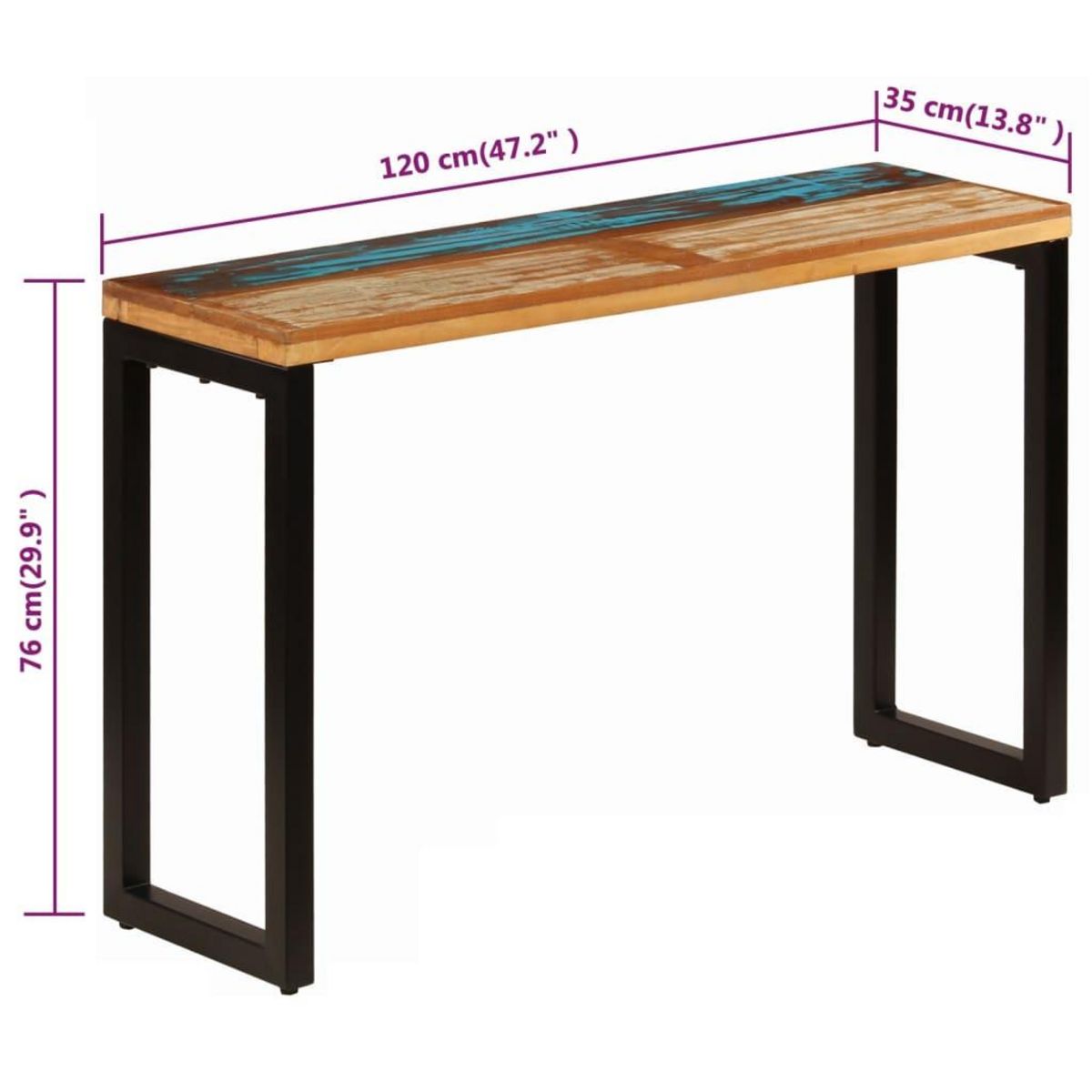 VIDAXL Table console 120x35x76 cm Bois de recuperation solide et acier