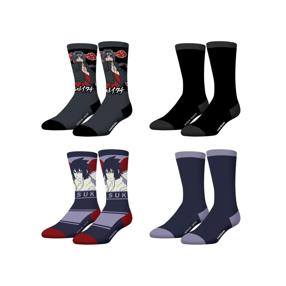 FREEGUN Lot de 4 paires de chaussettes Homme Naruto Shippuden
