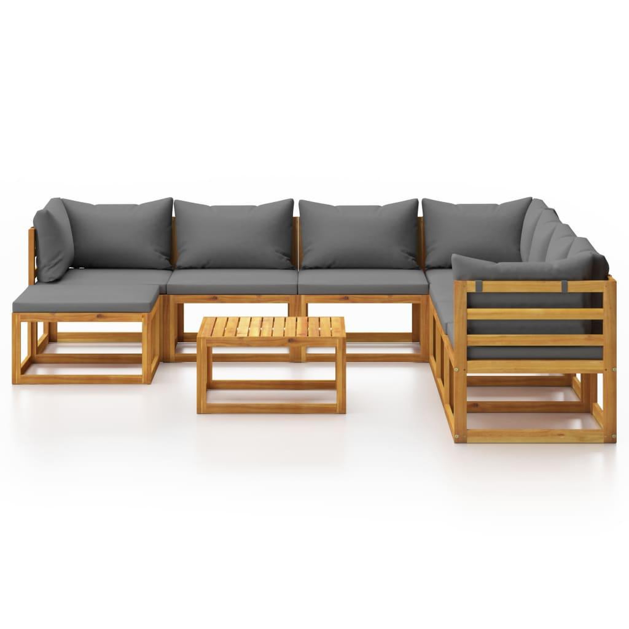 Voir la diapositive 3 : VIDAXL Salon de jardin 9 pcs avec coussin Bois d'acacia solide