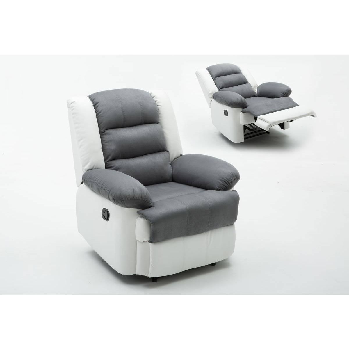 Habitat et Jardin Fauteuil relax  Buckingham  - 85 x 93 x 100 cm - Blanc / Gris clair