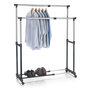 Voir la diapositive 1 : IDIMEX Portant à vêtements CASA en métal chromé et noir, penderie double sur roulettes avec 2 barres hauteur et longueur réglables