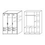 Armoire 3 portes + 6 tiroirs PAK, L136xH197cm 