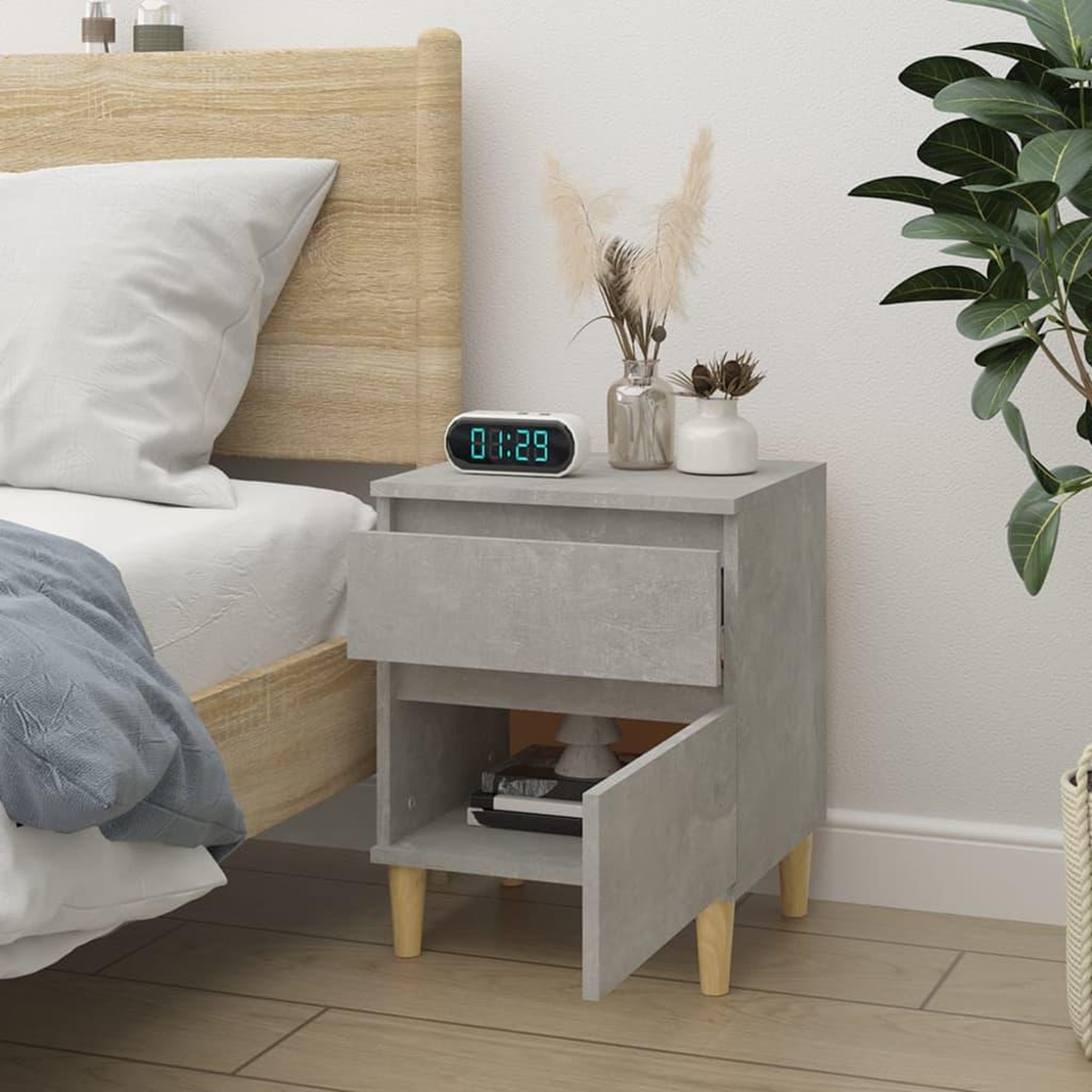 Voir la diapositive 3 : VIDAXL Table de chevet Gris beton 40x35x50 cm