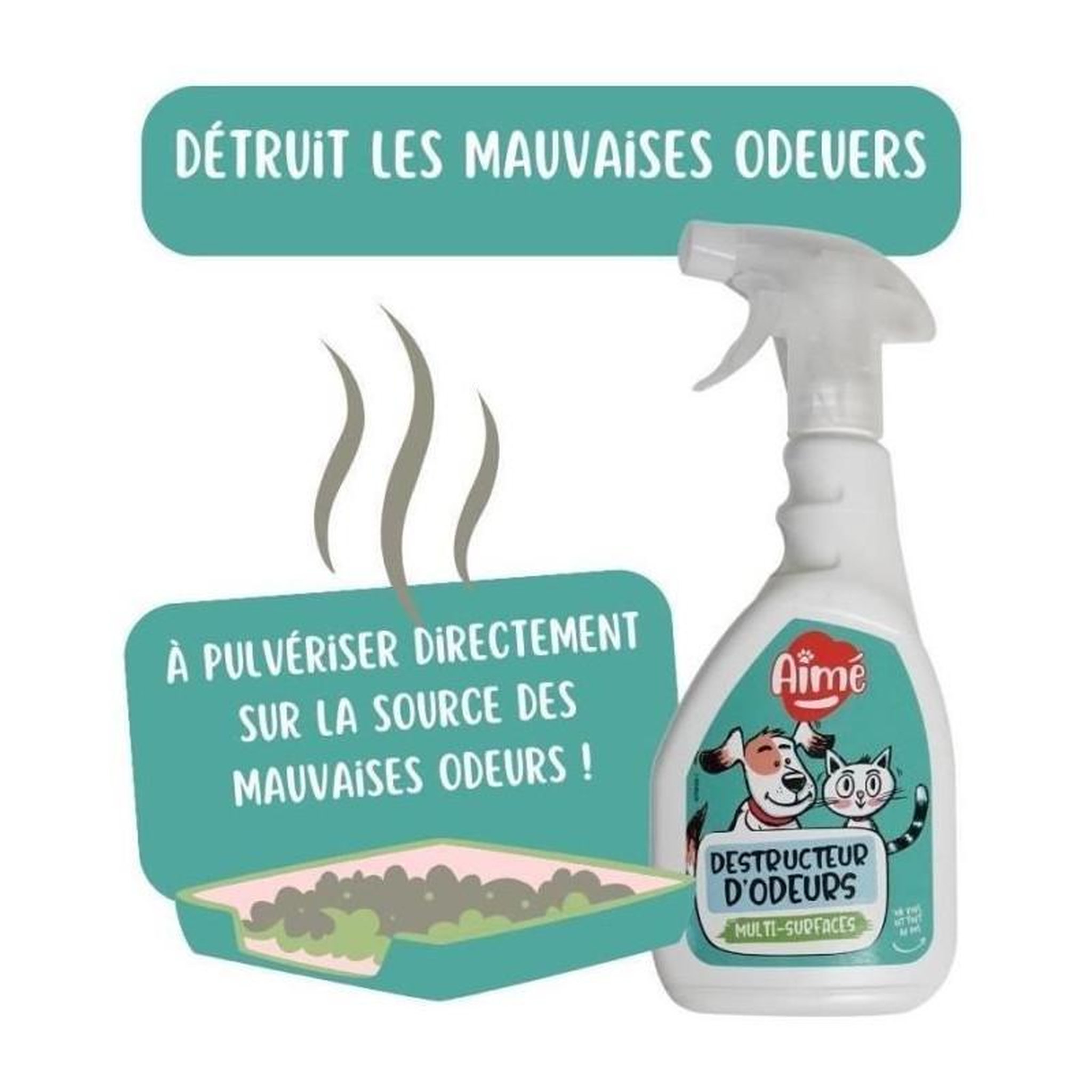 Voir la diapositive 3 : AIME AIME Spray Destruct'odeur urines animaux - 500 ml
