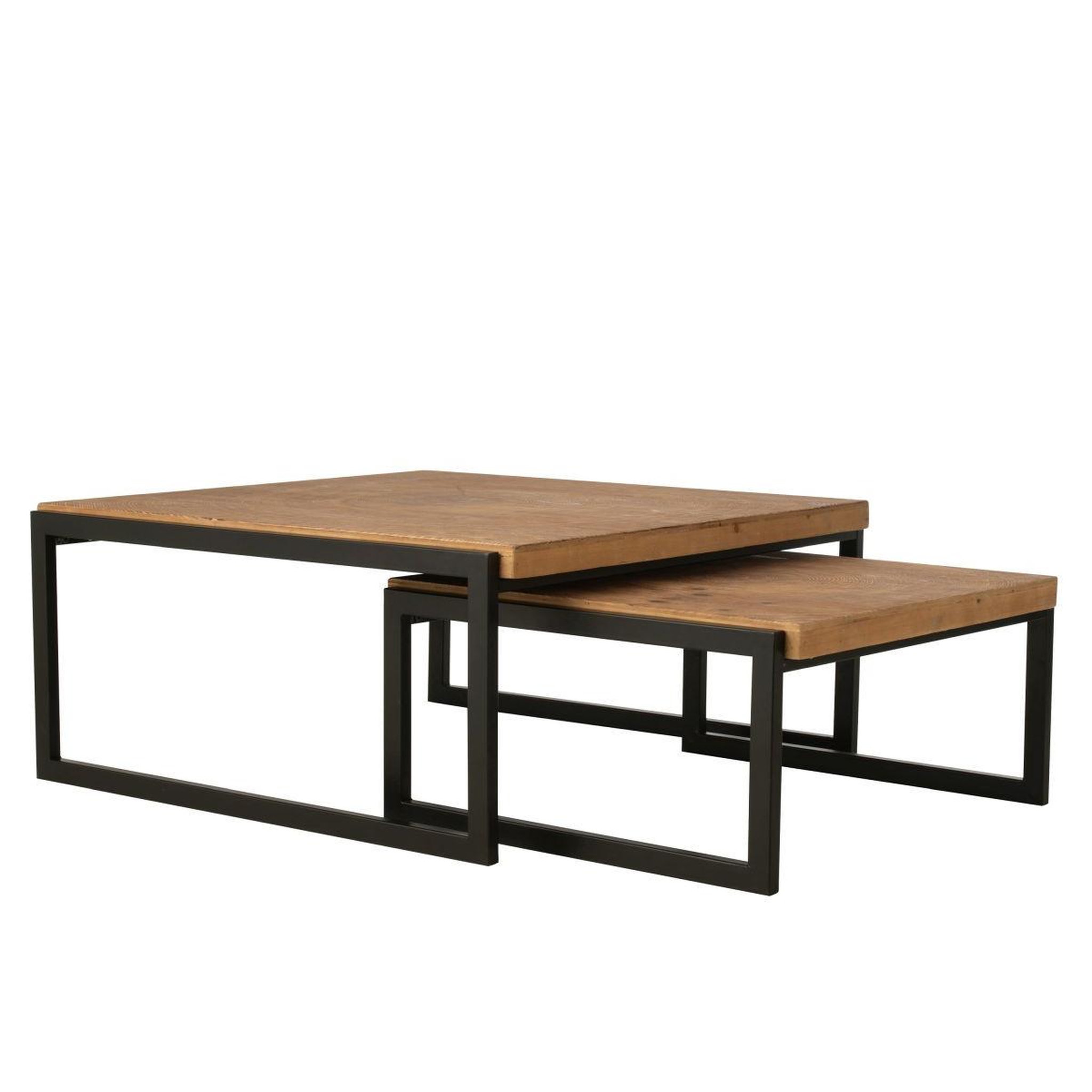 Voir la diapositive 2 : J-LINE Lot de 2 tables basses gigognes  chalet  85cm naturel