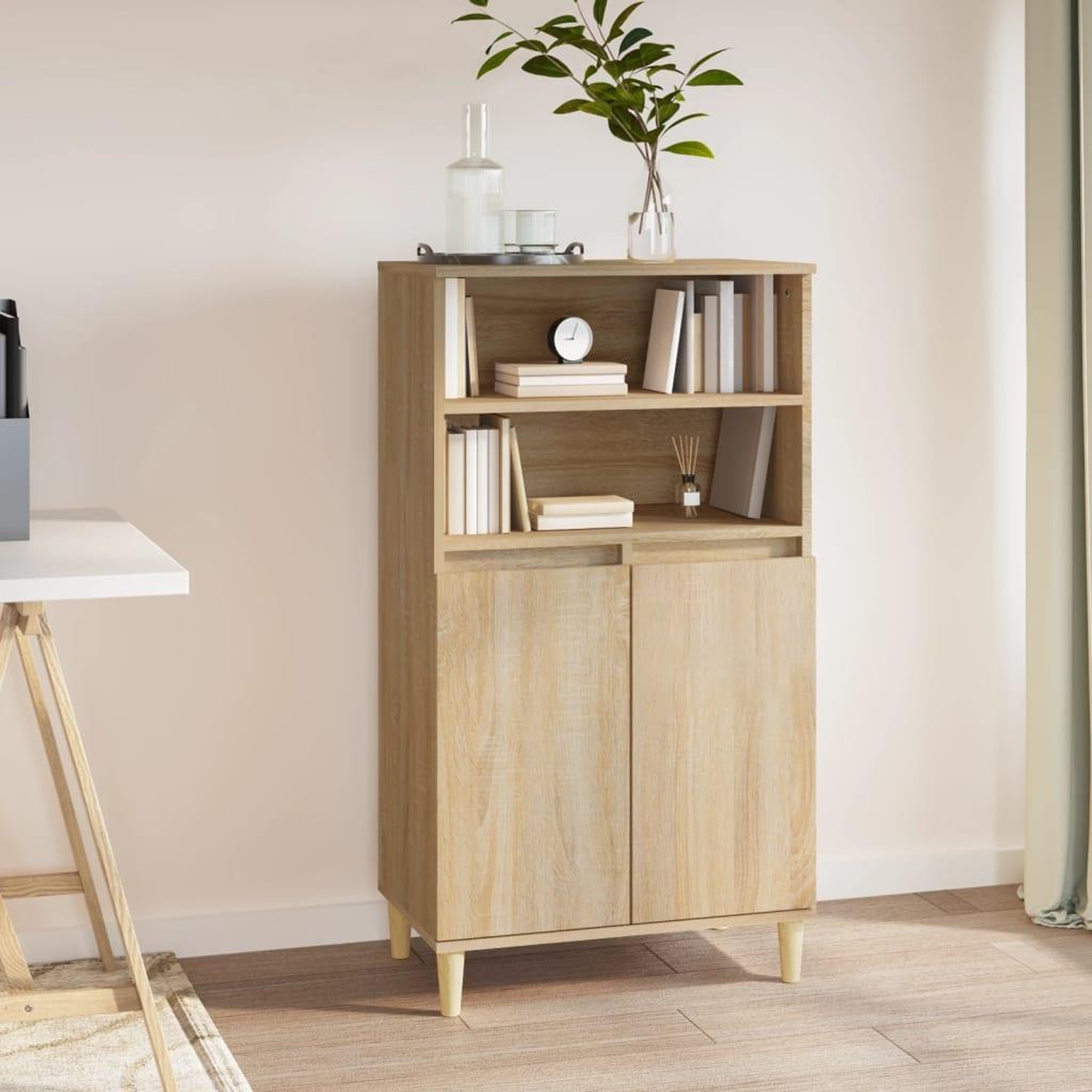 Voir la diapositive 1 : VIDAXL Buffet haut Chene sonoma 60x36x110 cm Bois d'ingenierie