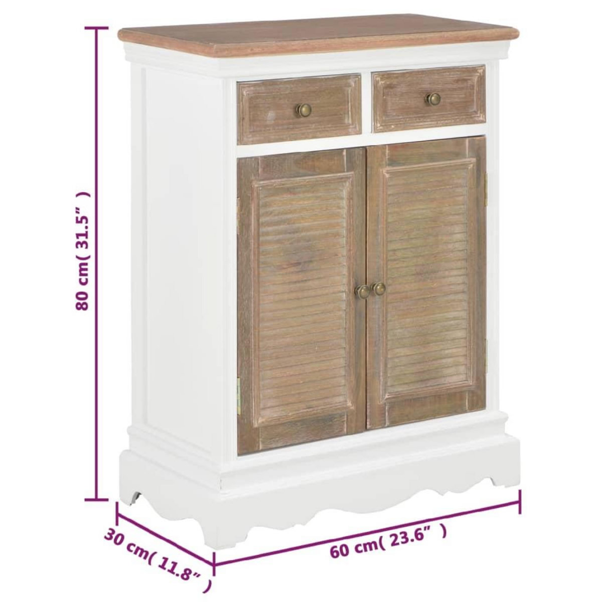 VIDAXL Buffet Blanc 60x30x80 cm Bois massif