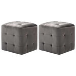 VIDAXL 2 pcs Poufs Gris 30 x 30 x 30 cm Tissu velours