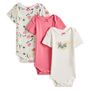 Voir la diapositive 1 : INEXTENSO Lot de 3 bodies manches courtes tropical bébé fille