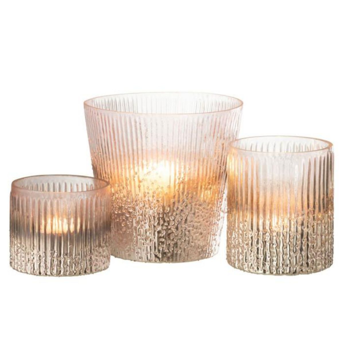 Paris Prix Photophore Côtelé en Verre  Althea  16cm Rose