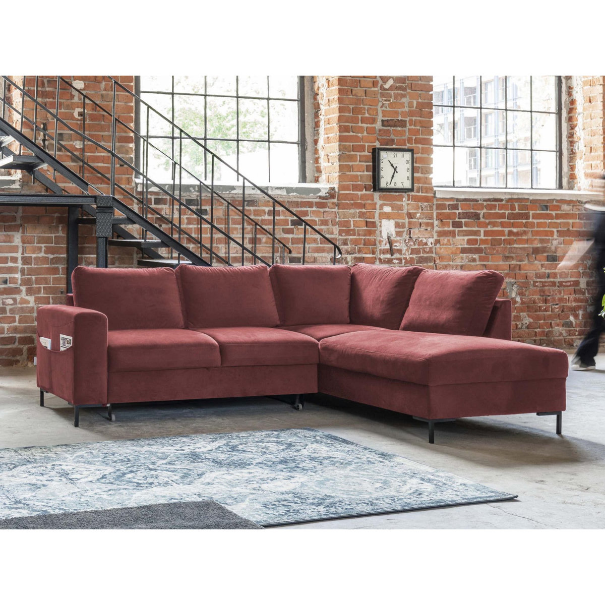 BEST MOBILIER Lilly - canapé d'angle droit - 5 places - convertible - en velours