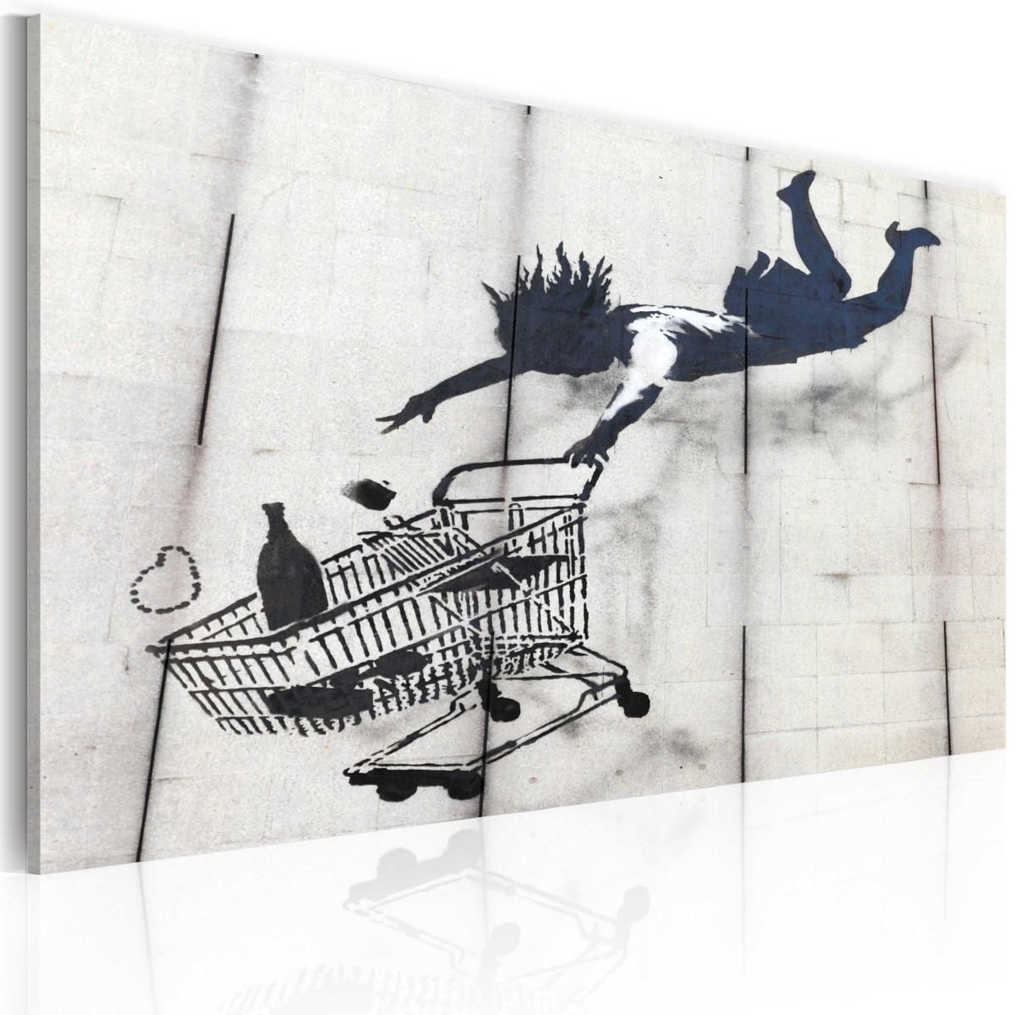 Paris Prix Tableau  femme tombe avec un chariot de supermarché - banksy  40x60cm