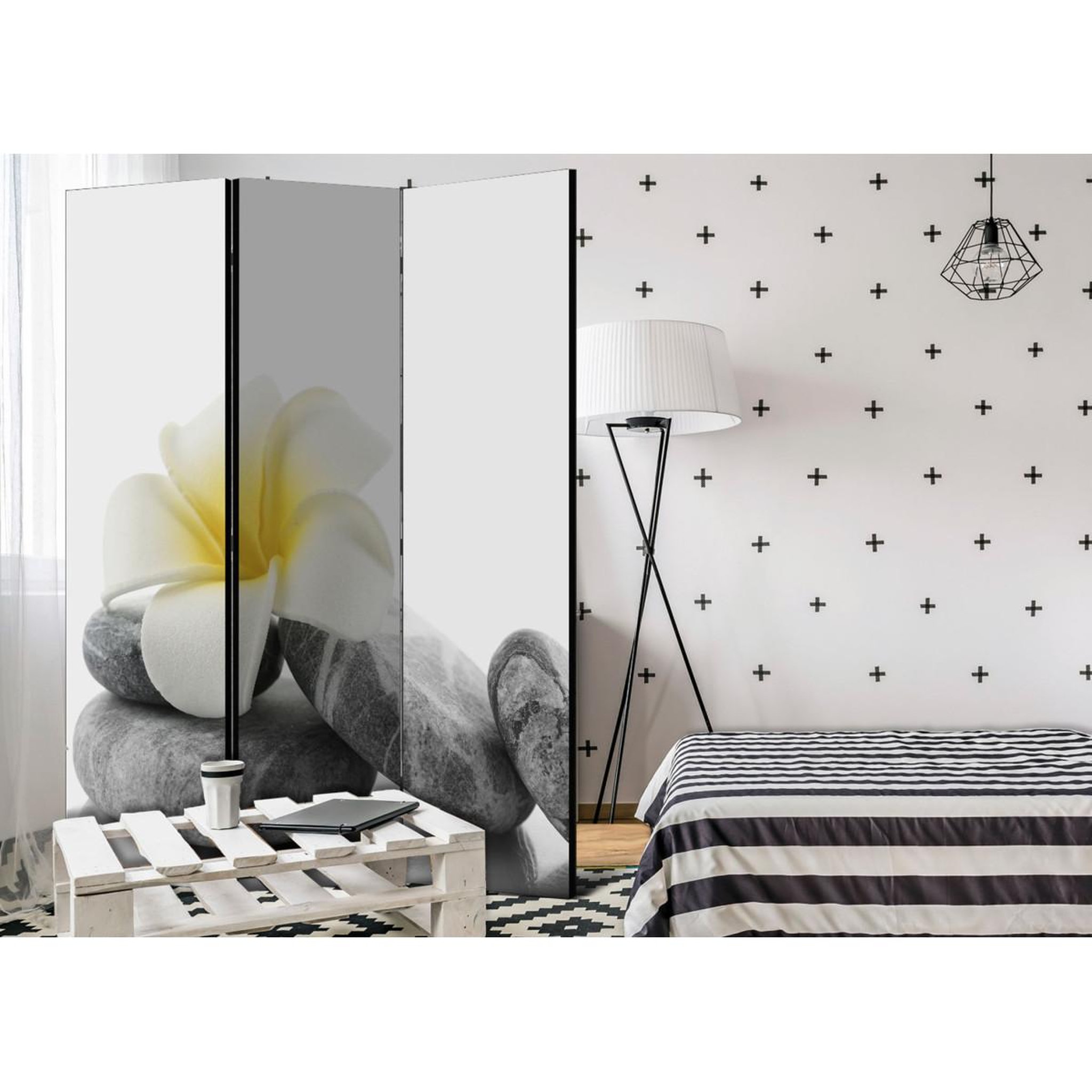Voir la diapositive 2 : Paris Prix Paravent 3 volets  white lotus  135x172cm