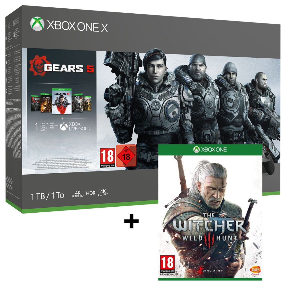 EXCLU WEB Console Xbox One X 1 To Gears 5 + The Witcher 3
