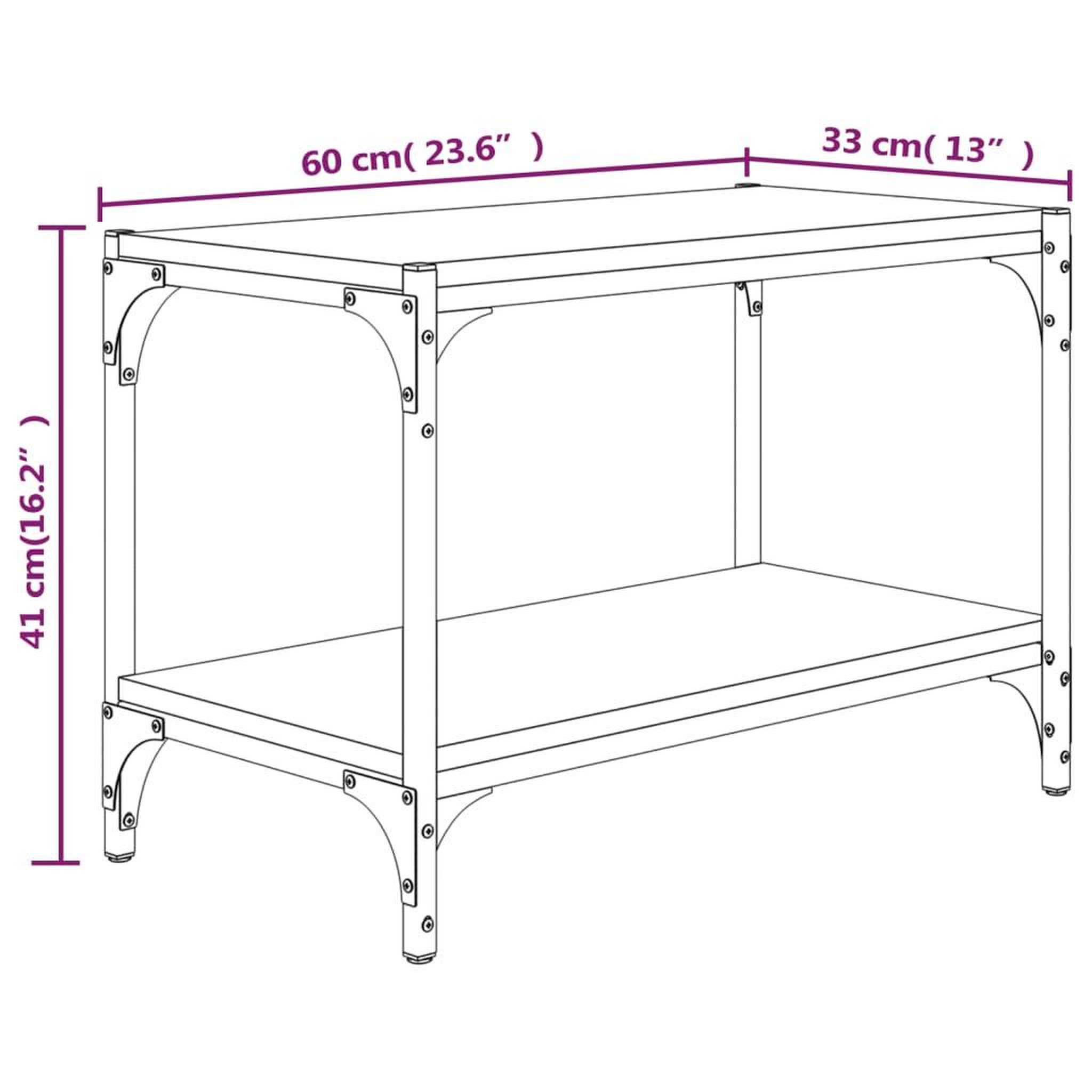 Voir la diapositive 6 : VIDAXL Meuble TV Sonoma gris 60x33x41 cm Bois d'ingenierie et acier
