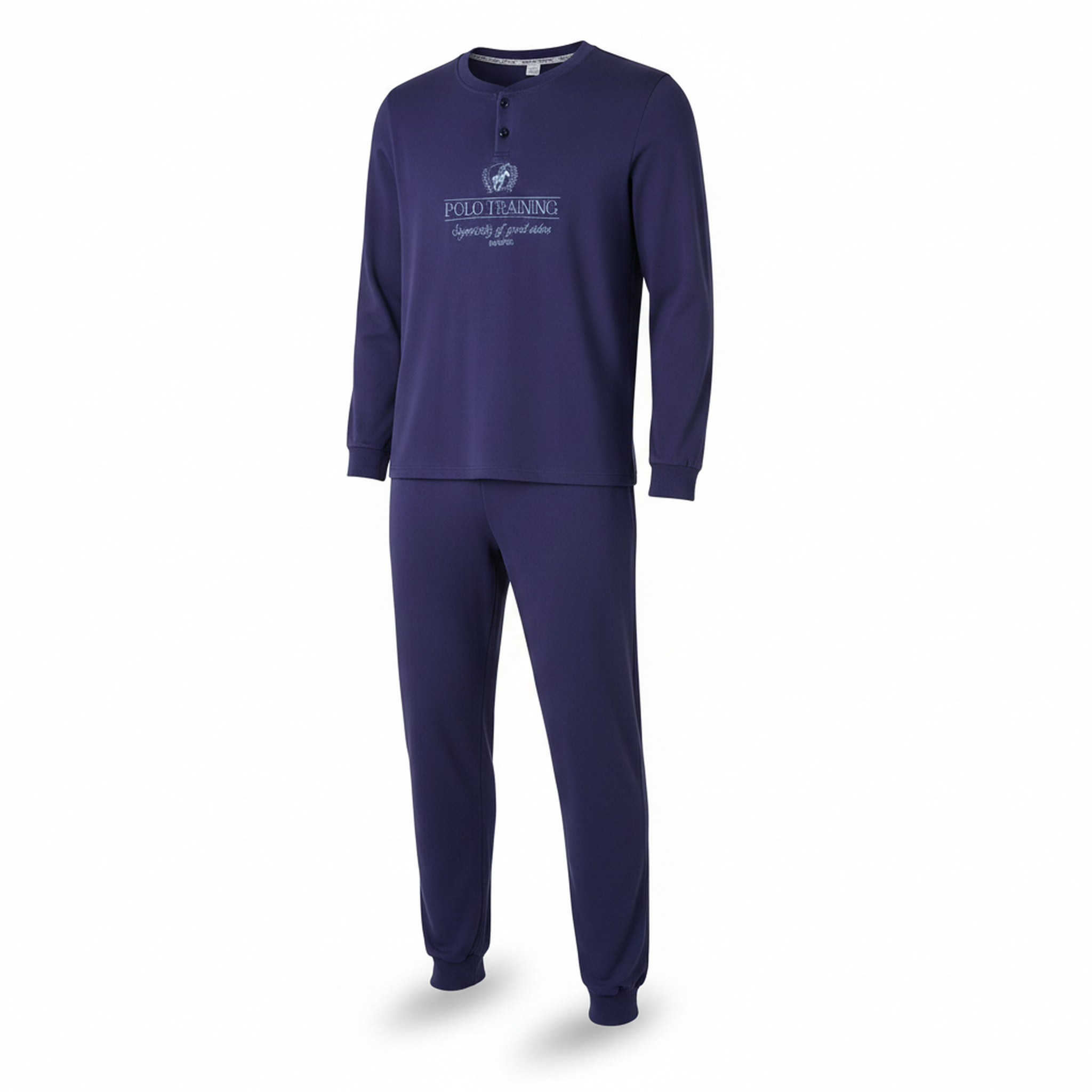 OZABI Ozabi pyjama homme doublé polaire print brodé. Coloris disponibles : Vert, Bleu, Gris