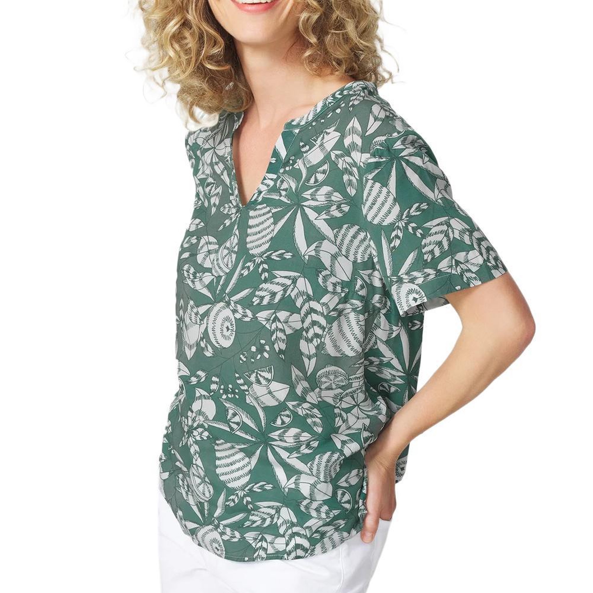 Voir la diapositive 1 : TBS Blouse Vert à Fleurs Femme TBS JANIEMIS