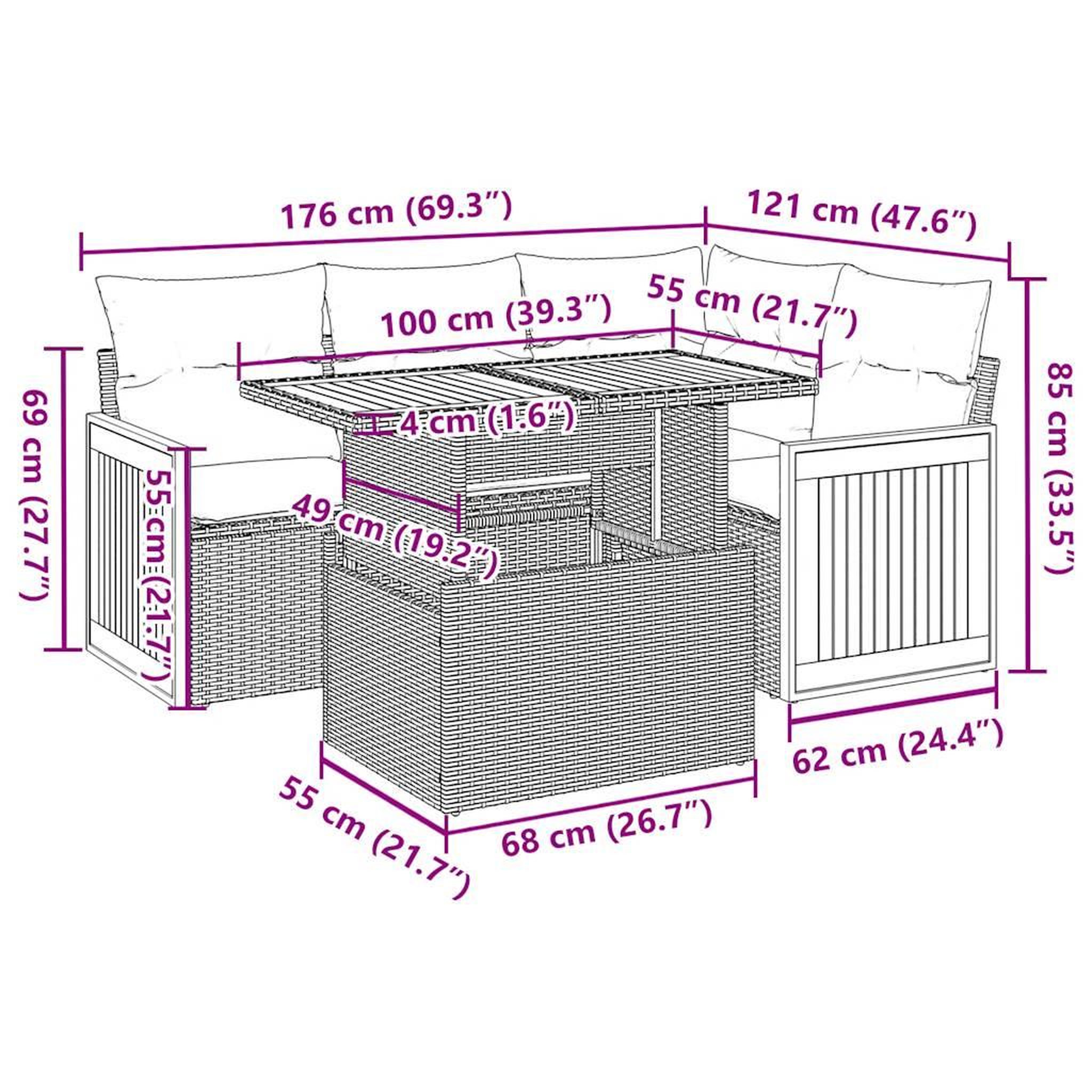 Voir la diapositive 6 : VIDAXL Salon de jardin avec coussins 5 pcs beige resine tressee acacia