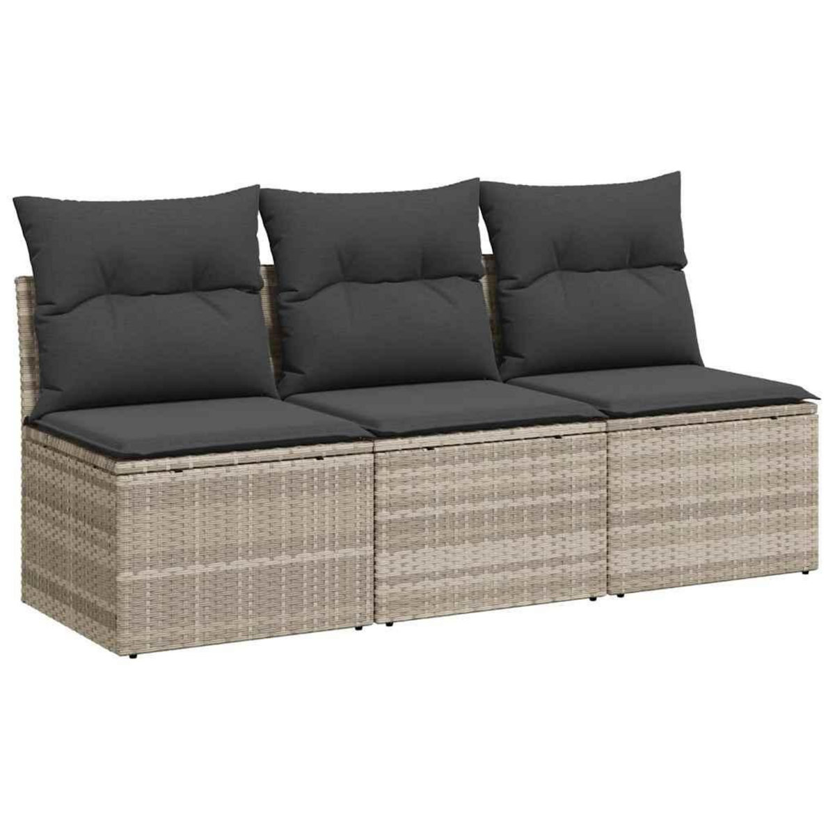 VIDAXL Canape de jardin et coussins 3 places gris clair resine tressee